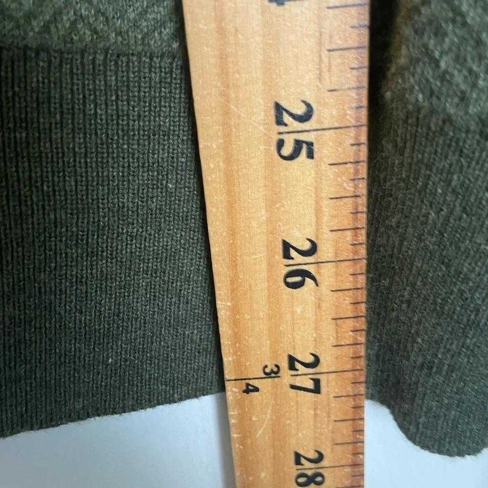 J. Crew Men's Henley Zip Mock Neck‎ Sweater Size M Green Cotton Long sleeve